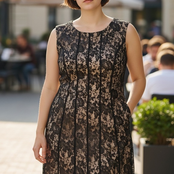 Metaphor Dresses & Skirts - Metaphor Black and Gold Floral Midi Dress